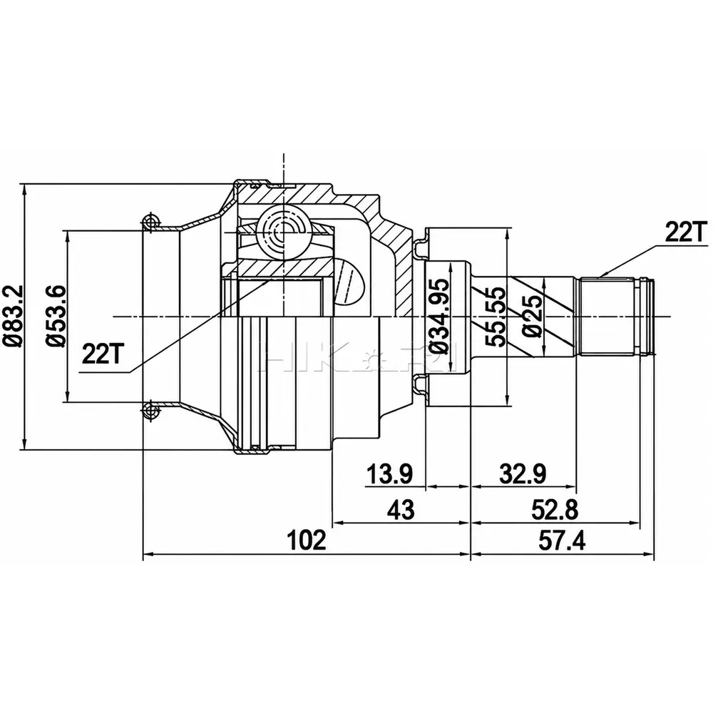 X-LINE INNER CV JOINT OP6617-X