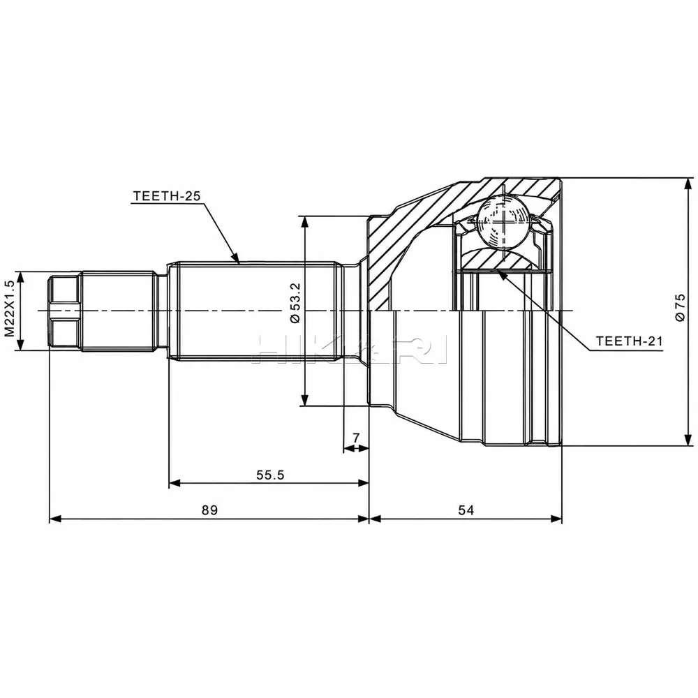 X-LINE OUTER CV JOINT FD5718-X