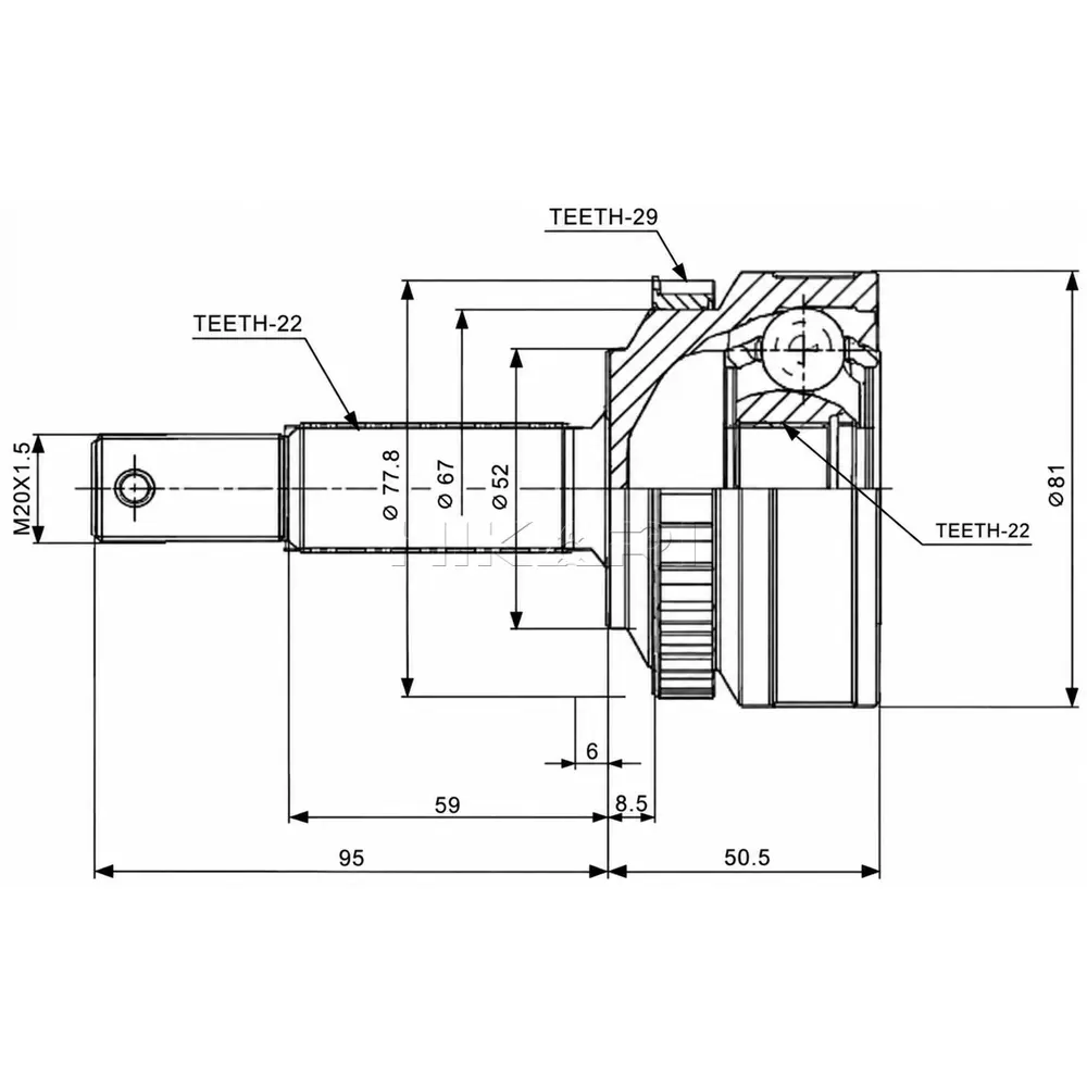 X-LINE OUTER CV JOINT OP5910A-X