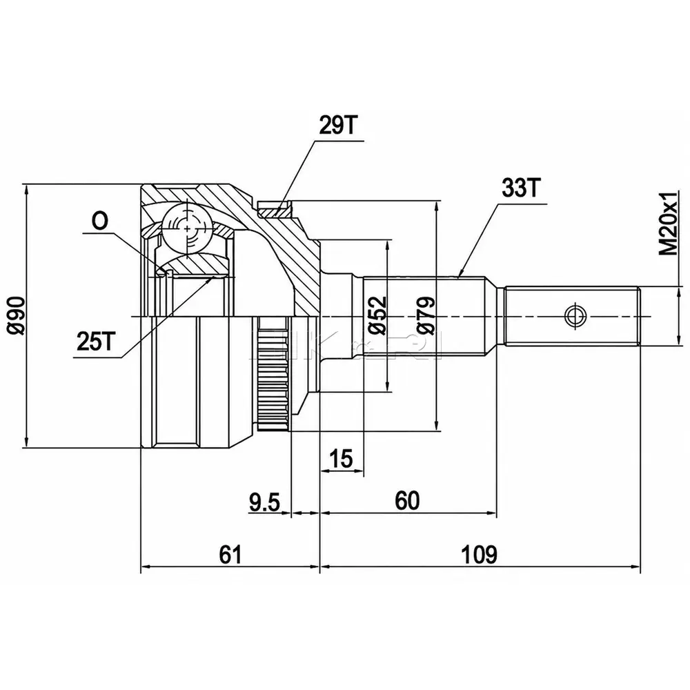 X-LINE OUTER CV JOINT OP5916A-X