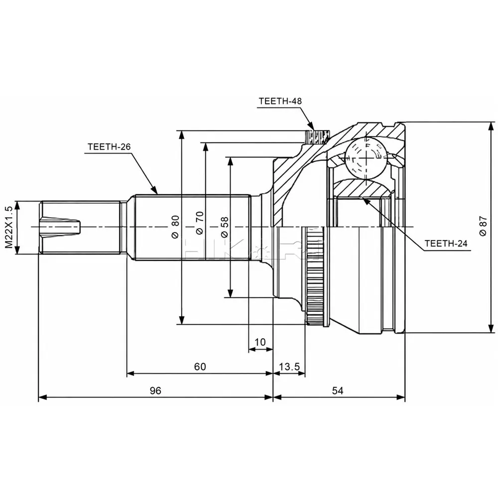 X-LINE OUTER CV JOINT TO5722A-X