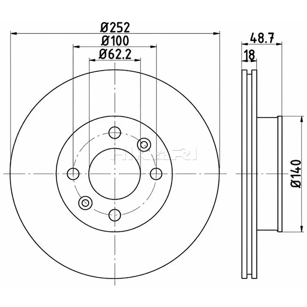 BRAKE DISC HYUNDAI I10 13- (FV) TBD8547-D
