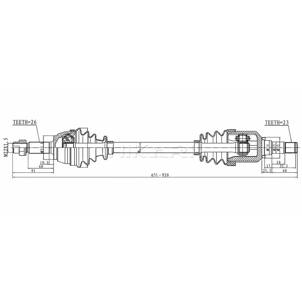 COMPLETE DRIVESHAFT DTO216