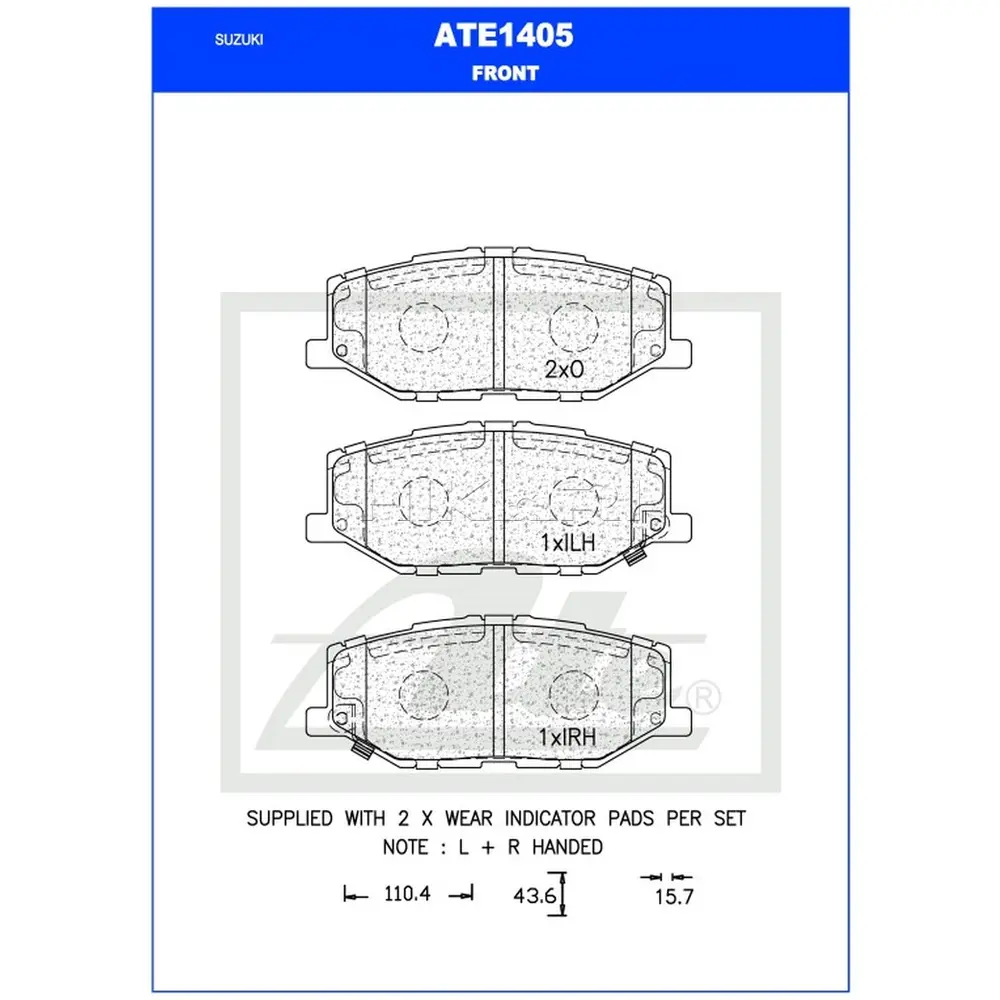 BRAKE PAD SET - FR ATE1405