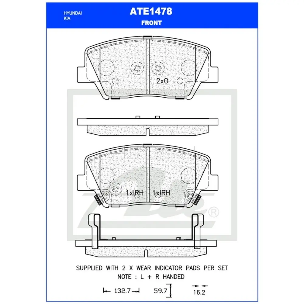 BRAKE PAD SET - FR ATE1478